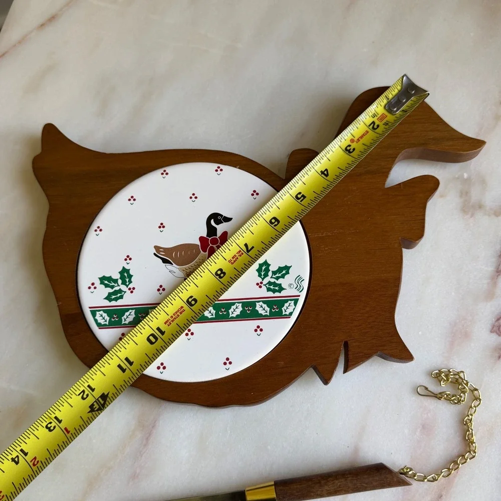 Vintage Goose Wood Cheese Board Ceramic Tile Inlay‎ with Spreader Knife Holiday